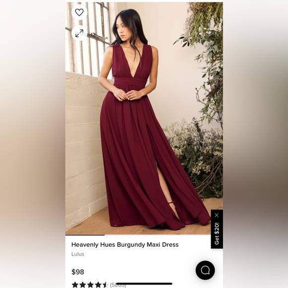 Lulus Heavenly Hues Burgundy Maxi Dress, Large - Picture 4 of 4